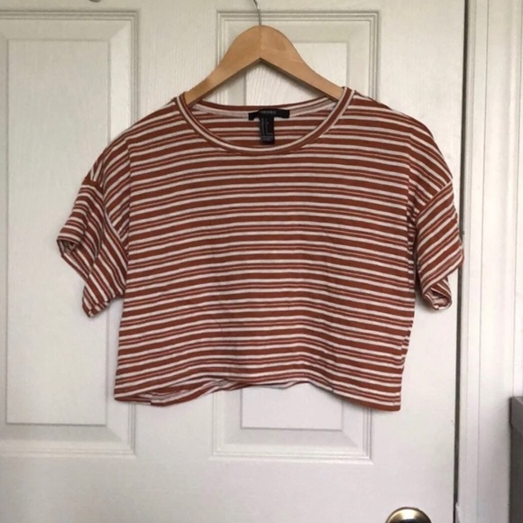brownish orange and white striped shirt - Picture 2 of 3
